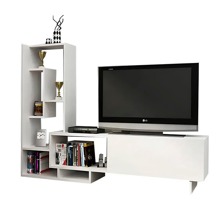 Adonica Multi Functional White Finish L Shape Tv Stands