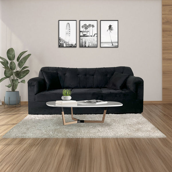 Velvet Sofa 3 Seater (Black)