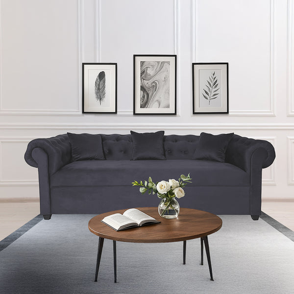 Indie 3-Seater Sofa (Grey Velvet)