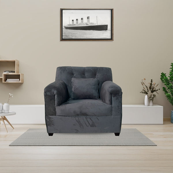 Velvet Sofa 1 Seater (Black)