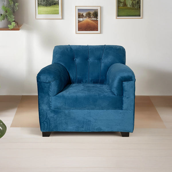 Velvet Sofa 1 Seater (Aqua Blue)