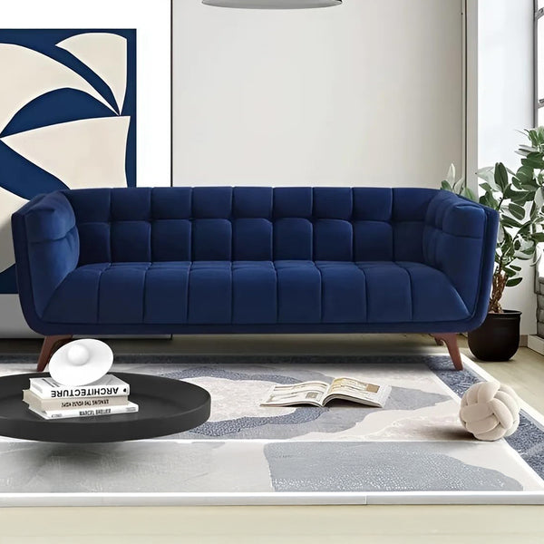 Brosky Blue Tufted Velvet Sofa