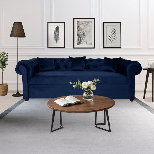 Indie 3-Seater Sofa (Dark Blue Velvet)