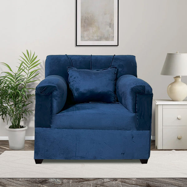 Velvet Sofa 1 Seater (Navy Blue)