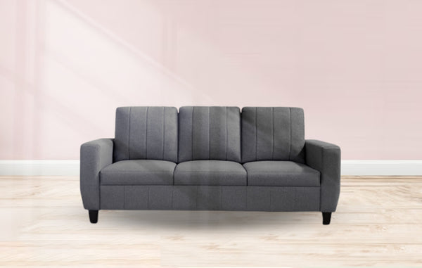 Zefurn By Guarented -3 Seater Sofa | Fabric Material | Color Grey