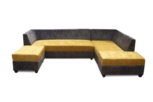 Brand New Haiden L-Shape 5 Seater Sofa Cum Bed (3 Seater + 2 Seater + 2 Puffy) Pack (Yellow & Grey)