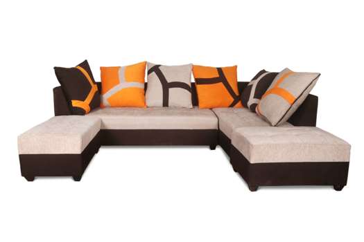 Brand New L Shape Pulsation 5 Seater Sofa (Cream & Brown)