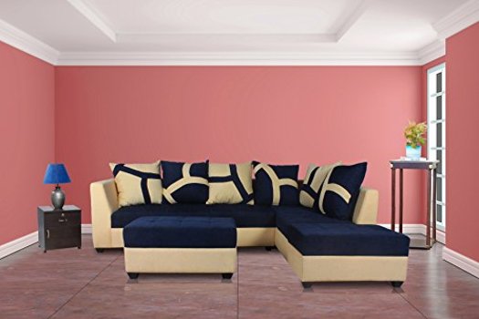 Brand New Plus Pulsation 5 Seater Sofa - Blue and Cream