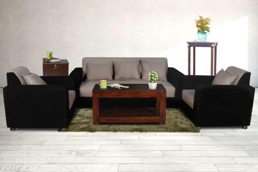 Brand New Upholstered 5 Seater Sofa Set (Black & Cream) (3+1+1) Modern Style & BMW Fabric Material