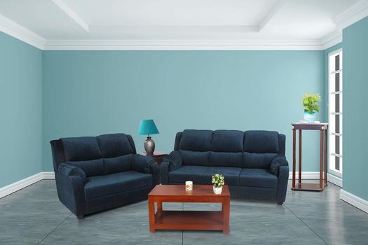 Brand New Upholstered Five Seater Sofa Set (Blue), 3+2 Seater, Matte Finish