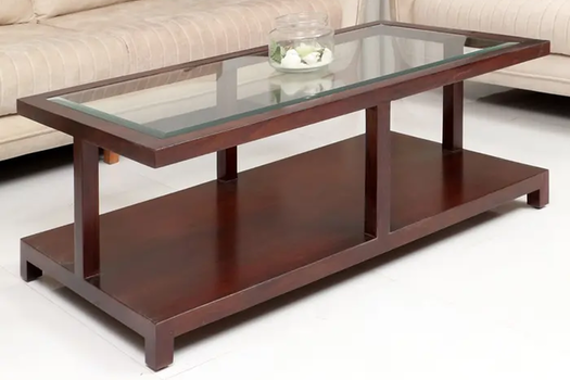 Henry Solidwood Glass Top Rectangular Coffee Table