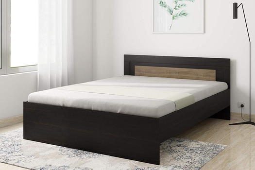 Swirl Particle Board Queen Bed (Wenge Finish)